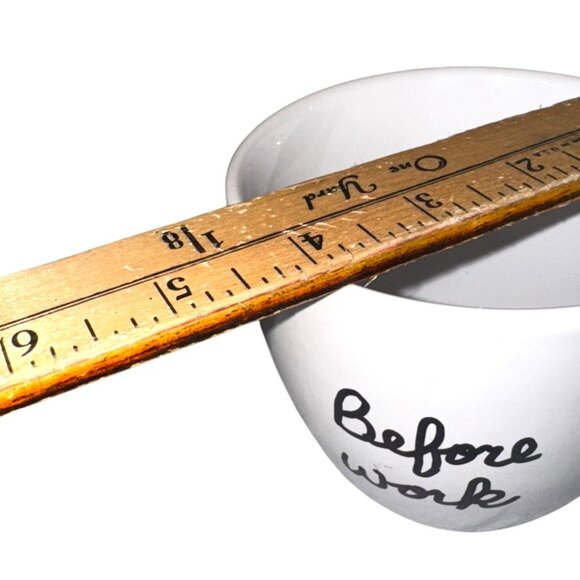 Room Essentials White Stoneware Mug "Before Work"  Dishwasher & Microwave Safe - Picture 4 of 5